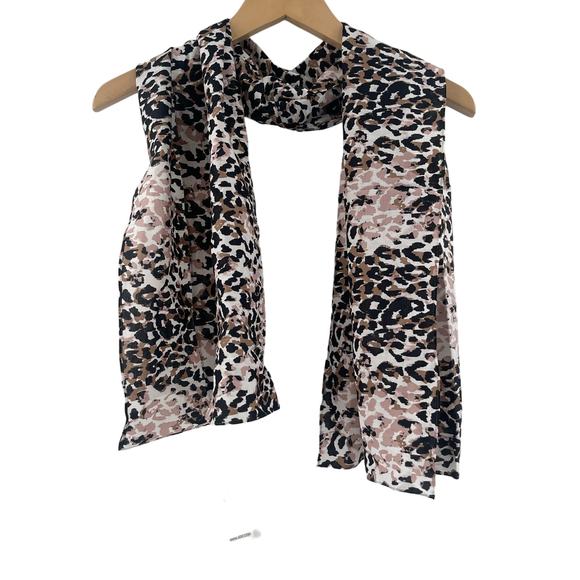 JOIE Scarf Renita One Size Animal Print Caviar 100% Cotton Lightweight Casual - Picture 1 of 8